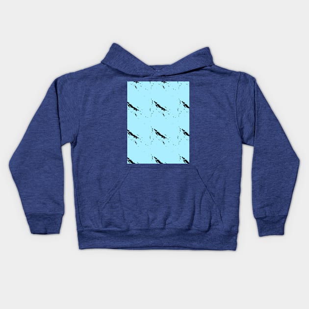 Black waves on a blue background, sea, water Kids Hoodie by grafinya